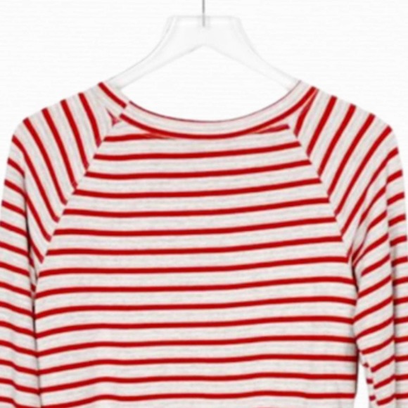 Anthropologie Left of Center Shirt Womens Small Red Gray Striped Long Sleeve Top - Picture 4 of 7